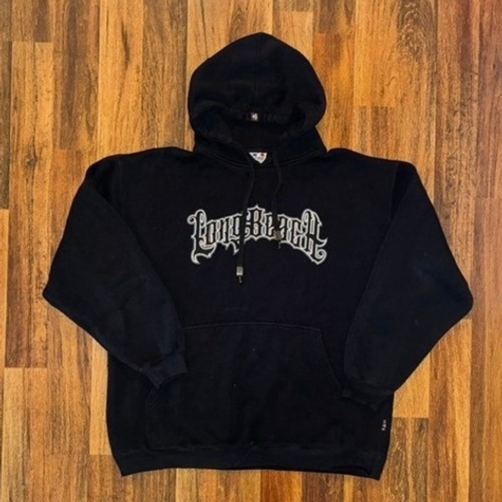 21 Pro USA Longbeach Hoodie Mens 3XL Black Gothic Graphic Heavyweight Sweatshirt